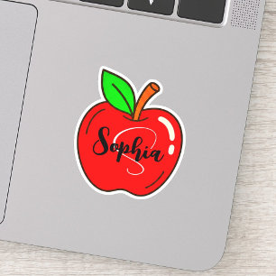 Persoonlijke naammonogram sticker Rode Appel Ler
