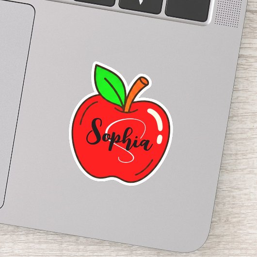 Persoonlijke naammonogram sticker | Rode Appel Ler