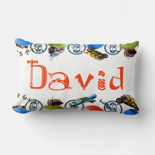 Persoonlijke naammonogram voor David/Boys Lumbar Kussen (Voorkant)