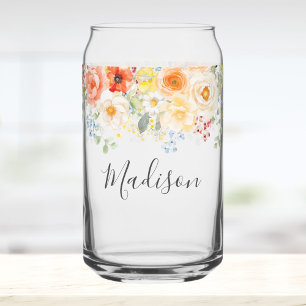Persoonlijke naammonogram waterverf zonnige bloeme blikvorm glas
