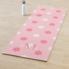 Persoonlijke naammonogram witte roze bloem yogamat