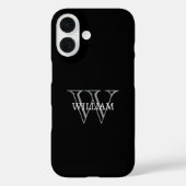 Persoonlijke naammonogram zwart en grijs Case-Mate iPhone case (Achterkant)