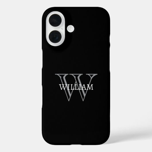 Persoonlijke naammonogram zwart en grijs Case-Mate iPhone case (Achterkant)