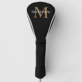 Persoonlijke naammonogram Zwart Golfheadcover (Voorkant)