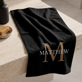 Persoonlijke naammonogram Zwart Handdoek