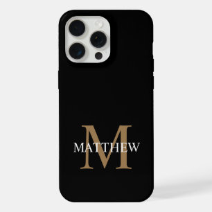 Persoonlijke naammonogram Zwart iPhone 15 Pro Max Case