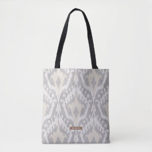 Persoonlijke naamneutrale Ikat Pattern Bridesmaid Tote Bag