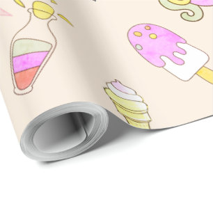 Persoonlijke naampagina Unicorn Birthday Party Cadeaupapier