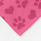 Persoonlijke naamroze harten en pootafdrukken fleece deken (Hoek)