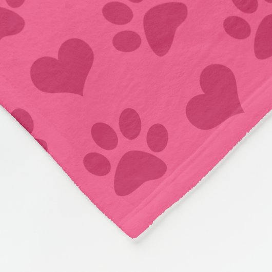 Persoonlijke naamroze harten en pootafdrukken fleece deken (Hoek)