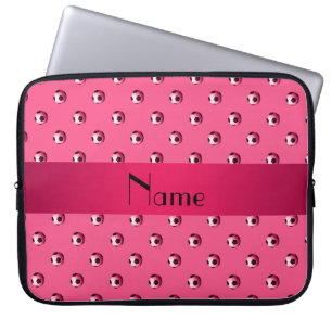 Persoonlijke naamroze voetballen laptop sleeve