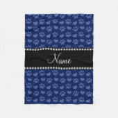 Persoonlijke naamsbekendheid blauwe harten en poot fleece deken (Voorkant)