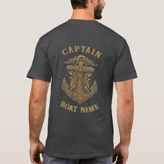 Persoonlijke Naamse Kapitein Anker Boot T-shirt (Achterkant)