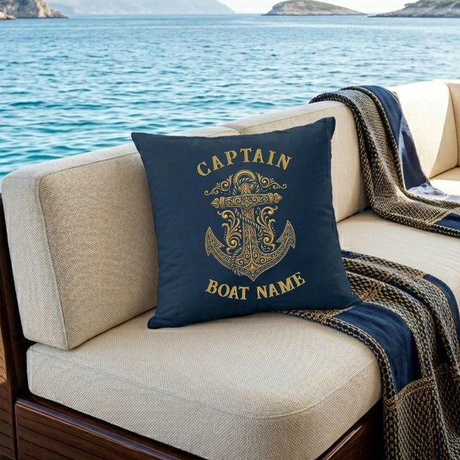 Persoonlijke Naamse Kapitein Boot Naam Anker Kussen (Creator heeft geüpload)