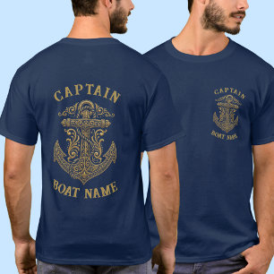 Persoonlijke Naamse Kapitein Boot Naam Anker T-shirt