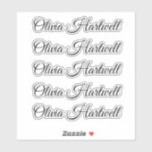 Persoonlijke naamsticker – 5 keer herhaald sticker (Vel)