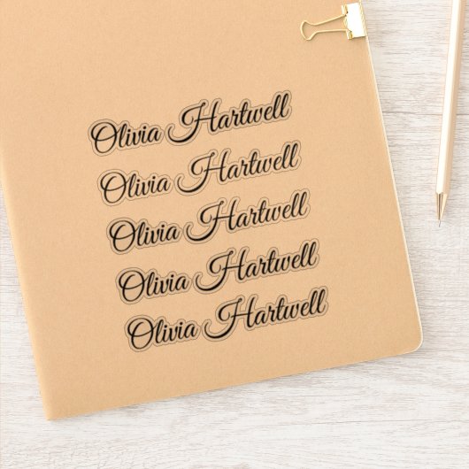 Persoonlijke naamsticker – 5 keer herhaald sticker (Notitieboek)