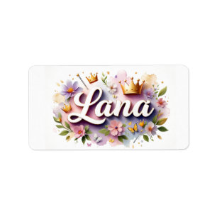 Persoonlijke naamstickers met bloemen voor prinses etiket