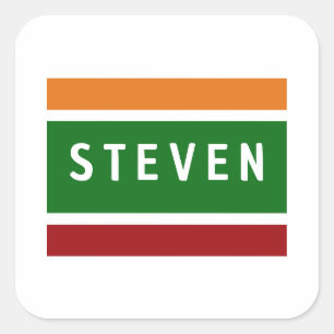 Persoonlijke naamstickers Retro streep badge Vierkante Sticker