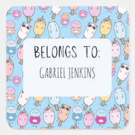 Persoonlijke naamstickers vierkante sticker