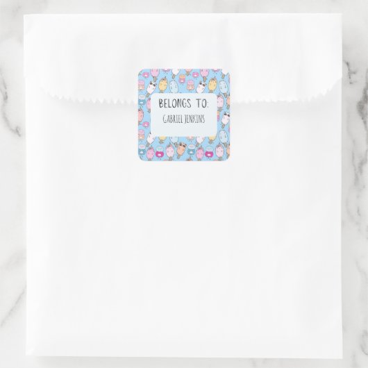 Persoonlijke naamstickers vierkante sticker (Tas)