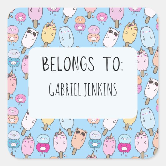 Persoonlijke naamstickers vierkante sticker (Voorkant)