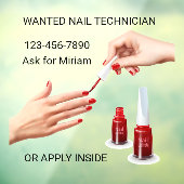 Persoonlijke nagelsalon gevraagd voor technicus Wi Raamsticker (Vel 3)