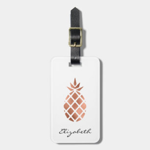 Persoonlijke namaak roosgoud folie ananas bagagelabel