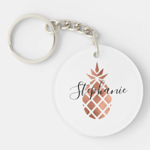 Persoonlijke namaak roze gouden ananas sleutelhanger