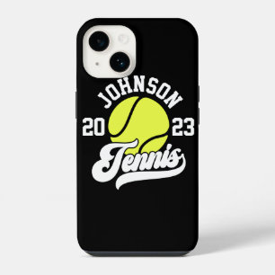 Persoonlijke NAME Tennisspeler Racket Bal Veld iPhone 14 Hoesje