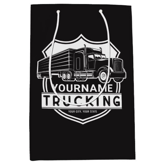 Persoonlijke NAME Vrachtwagenrijden Grote Rig Semi Medium Cadeauzakje (Voorkant)