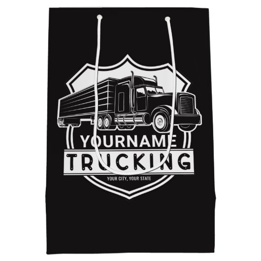 Persoonlijke NAME Vrachtwagenrijden Grote Rig Semi Medium Cadeauzakje (Achterkant)