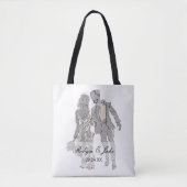 Persoonlijke namen bruid en bruidegom Elegante tot Tote Bag (Voorkant)