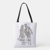 Persoonlijke namen bruid en bruidegom Elegante tot Tote Bag (Achterkant)