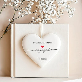 Persoonlijke namen en datum verlovingshart- keramisch ornament