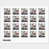 Persoonlijke Namen Foto Script Save the Date Vierkante Sticker (Vel)