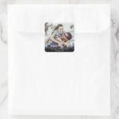 Persoonlijke Namen Foto Script Save the Date Vierkante Sticker (Tas)
