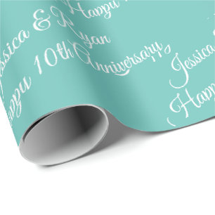 Persoonlijke namen, Gelukkig Jubileum, Licht Blauw Cadeaupapier