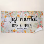 Persoonlijke Namen Net Getrouwd Strandlaken (Voorkant)