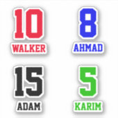 Persoonlijke namen & nummers, stickers voor helmen (Voorkant)