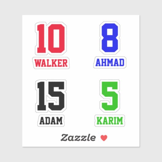 Persoonlijke namen & nummers, stickers voor helmen (Vel)
