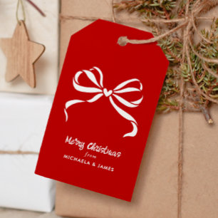 Persoonlijke Namen Prettig Kerstmis Boog Cadeaulabel