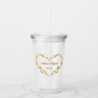 Persoonlijke namen van het stel Elegant gouden har Acryl Drinkbeker