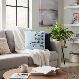 Persoonlijke namen van kleinkinderen   Babyblauw Kussen