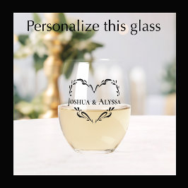 Persoonlijke namen van koppels Whimsical Heart-cad Wijnglas Zonder Voet