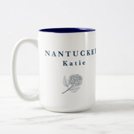 Persoonlijke Nantucket Typografie Hydrangea Tweekleurige Koffiemok