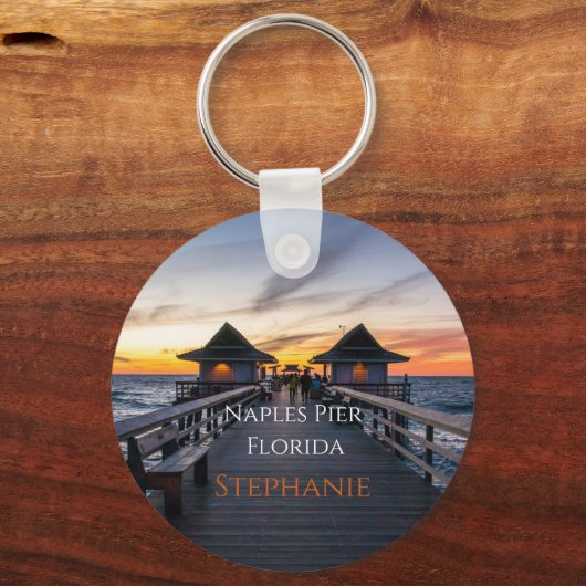 Persoonlijke Napels Pier Florida Name Sleutelhange Sleutelhanger (Achterkant)