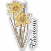 Persoonlijke Narcis Naam Aangepaste Bloem Rvs Sticker (Voorkant)