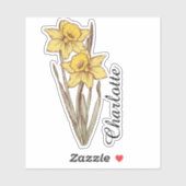 Persoonlijke Narcis Naam Aangepaste Bloem Rvs Sticker (Vel)