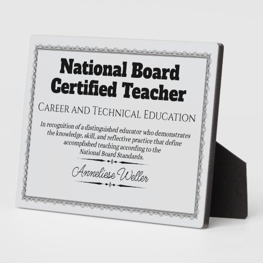 Persoonlijke National Board Certified Teacher Fotoplaat (Zijkant)